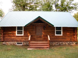 Metal Roof on a Log Cabin in MA