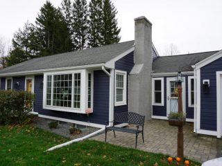 One-Story North Reading Home With Blue James Hardie Siding And White Windows